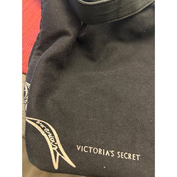 Victorias Secret Black Canvas Tote Bag Chair Print 16x17 Inch - Picture 9 of 9